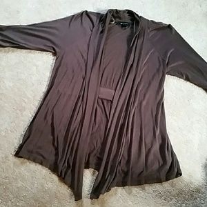 AB Studio Chocolate Brown Open Drape Cardigan